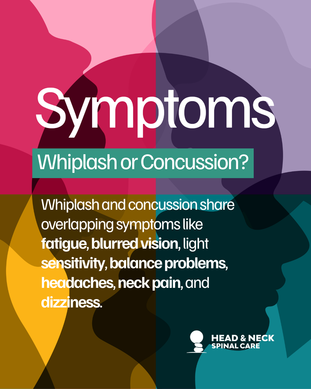 an image explaining whiplash and concussion share overlapping signs and symptoms